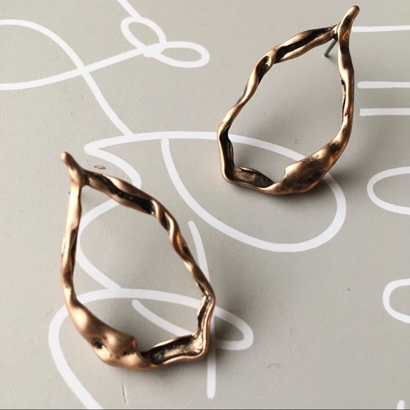 'Symphony' Antique Gold Irregular Drop Earrings - Picture 9 of 10